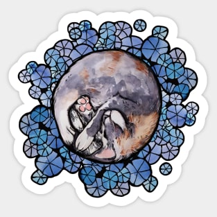 Kitty Cat Dilute Calico Floral Sticker